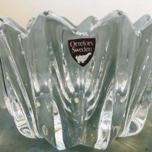 Vintage Orrefors Sweden Lead Crystal Fleur Bowl
